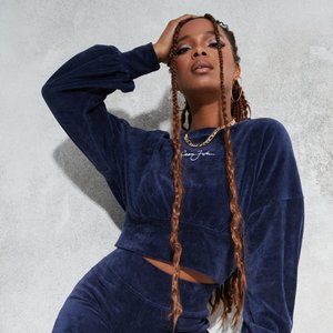 Sean John x Missguided Velour Cropped Sweater NWT